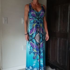 Multi Color Stretch Maxi Dress